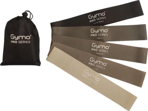 Gymo Pro Series Çantalı Direnç Bandı Fitness Pilates Esnetme Lastiği 5'li Set Siyah - Image 1