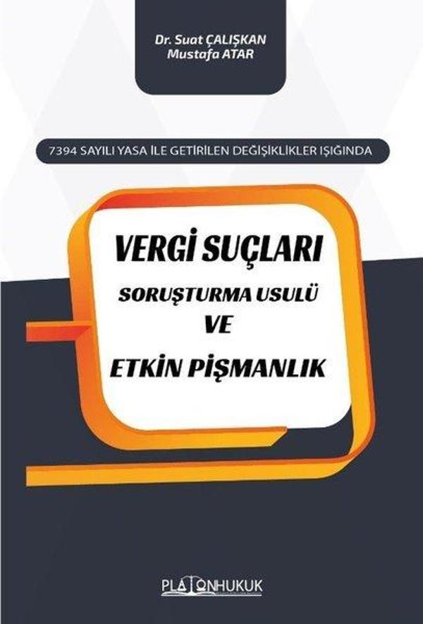 Vergi Suçları Soruşturma Usulü ve Etkin Pişmanlık - Platon Hukuk Yayınevi - Image 1