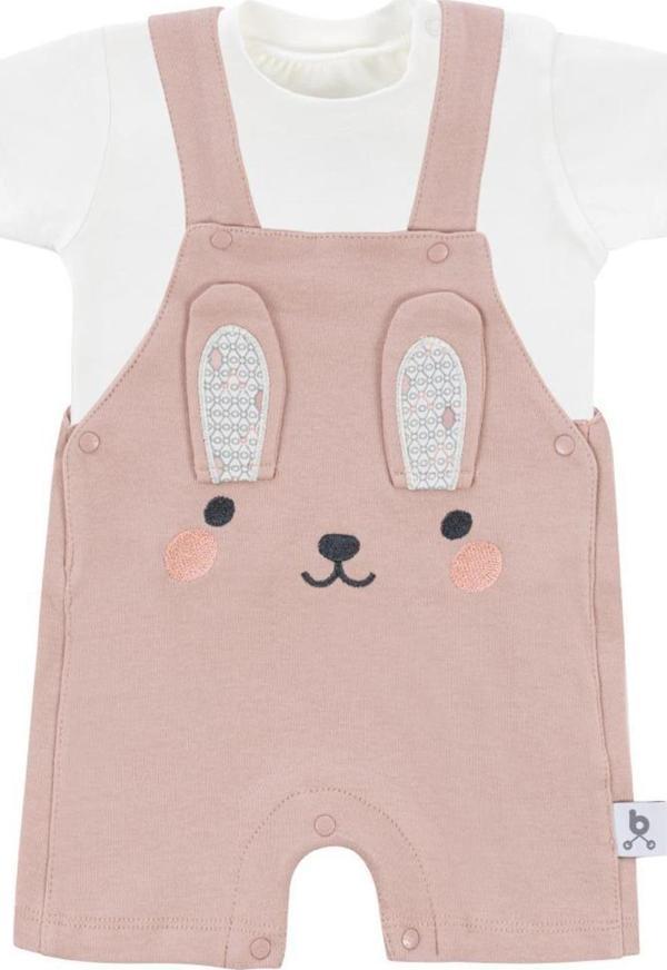 Gezenbebe Hero Kısa Kol Bebek T-Shirt & Nakışlı Salopet Seti Bunny - Image 1