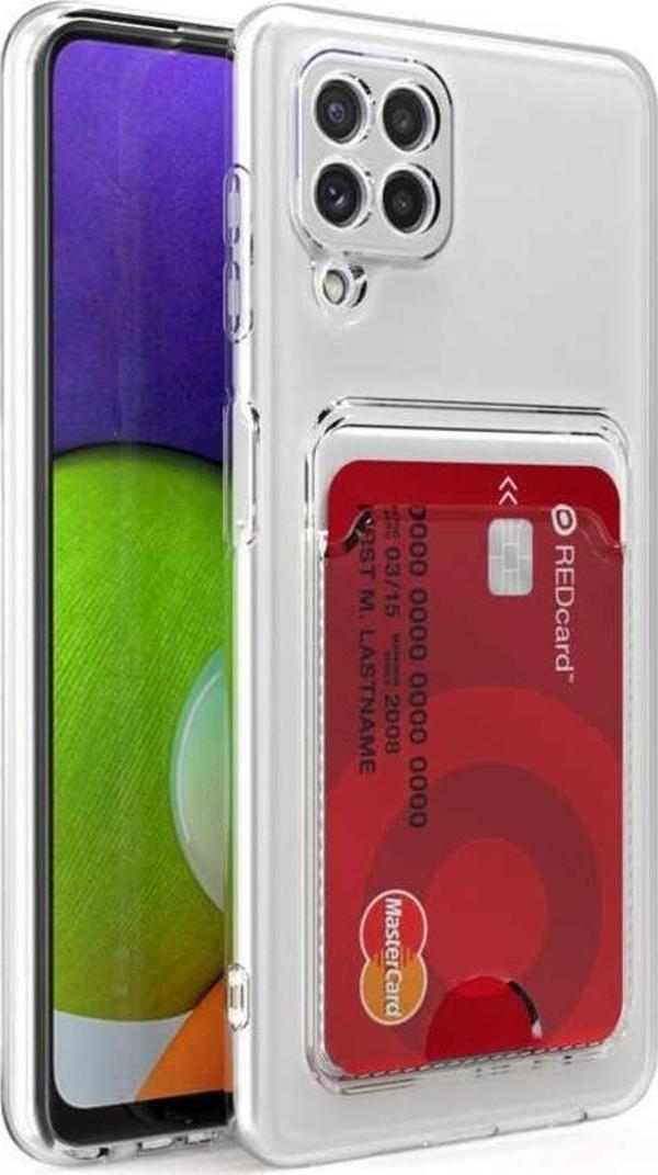 Galaxy A12 Kılıf Kartlıklı Şeffaf Zore Setra Clear Silikon Kapak - Image 1