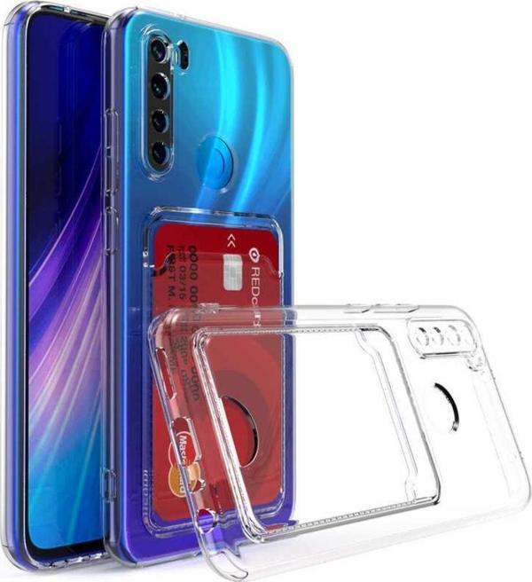 Xiaomi Redmi Note 8 Kılıf Kartlıklı Şeffaf Zore Setra Clear Silikon Kapak - Image 1