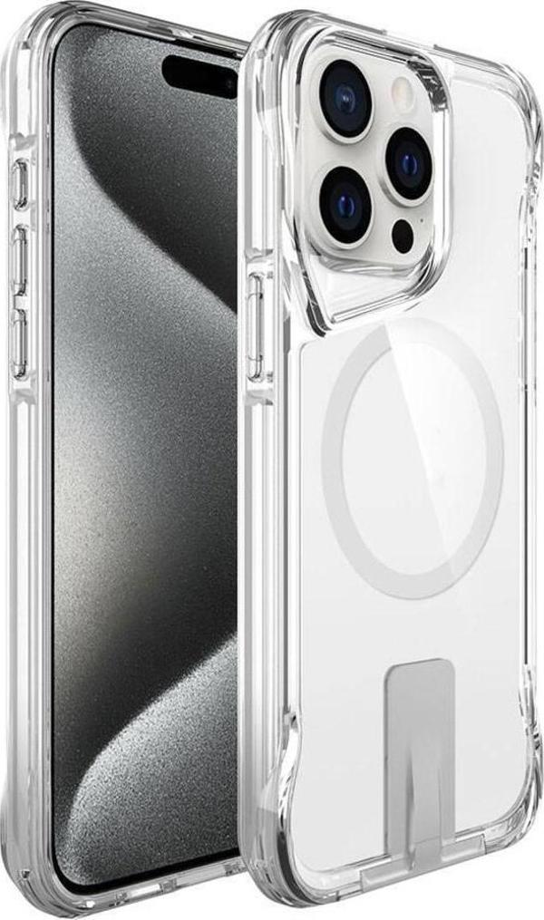 Apple iPhone 15 Pro Max Kılıf Magsafe Şarj Özellikli Zore T-Max Standlı Kapak - Image 1
