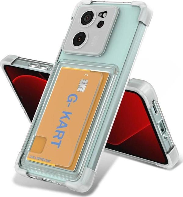 Xiaomi Mi 13T Kılıf Airbag Tasarımlı Şeffaf Kartlıklı Zore G-Kart Kapak - Image 1