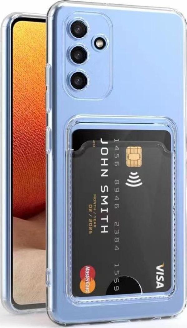 Galaxy A14 Kılıf Kartlıklı Şeffaf Zore Setra Clear Silikon Kapak - Image 1