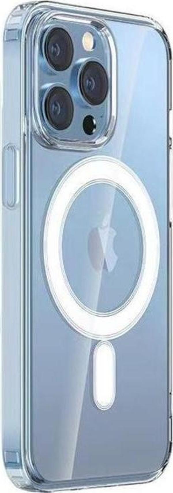 Apple iPhone 14 Pro Kılıf Magsafe Şarj Özellikli Şeffaf Sert PC Zore Embos Kapak - Image 1