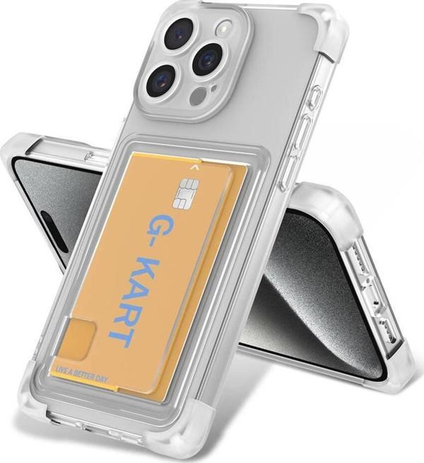 Apple iPhone 15 Pro Kılıf Airbag Tasarımlı Şeffaf Kartlıklı Zore G-Kart Kapak - Image 1