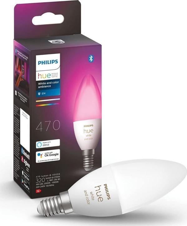 Philips Hue WCA 5.3W E14 Renkli Akıllı Ampul B39 - Image 1