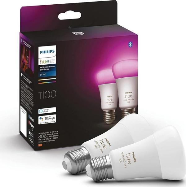Philips Hue WCA 9-75W E27 Renkli Akıllı Ampul 2'li Ekopaket - Image 1