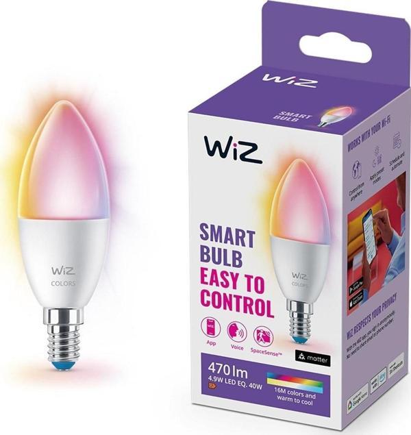 Wiz-Wi-Fi Renkli Ambiyans Akıllı Ampul - 40W - C37 - E14 Ince Duy - Image 1