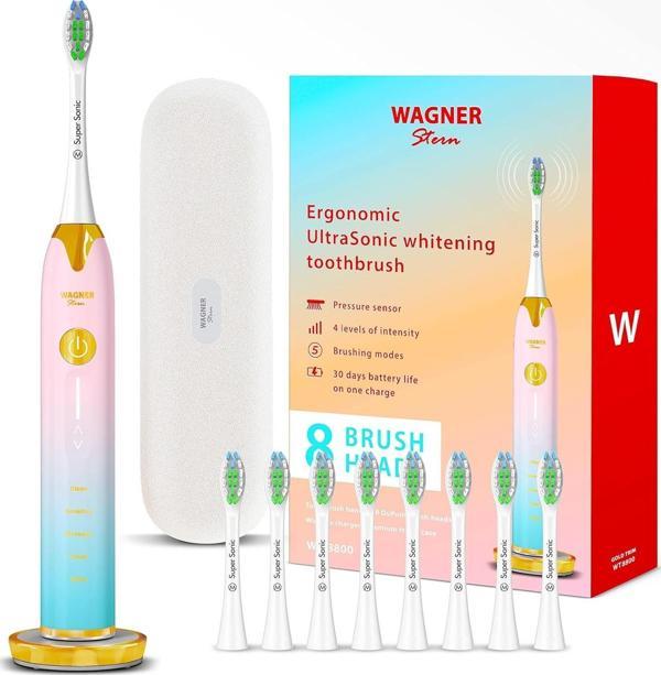 Wagner Stern Basınç Sensörlü Ultrasonik Beyazlatıcı Diş Fırçası - Mavi-Pembe - Image 1