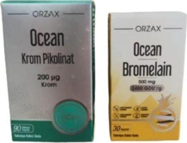Ocean Krom Pikolinat 90 Kapsül+Ocean Bromelain 30 Kapsül ikili paket - Image 1