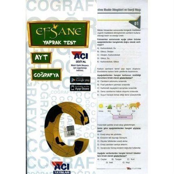 AYT Coğrafya Efsane Çek Kopart Yaprak Test - Açı Yayınları - Image 1