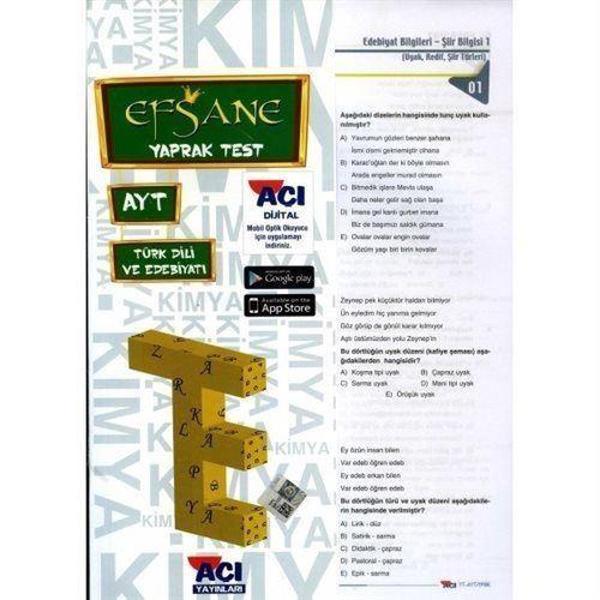 AYT Türk Dili ve Edebiyatı Çek Kopart Yaprak Test - Açı Yayınları - Image 1