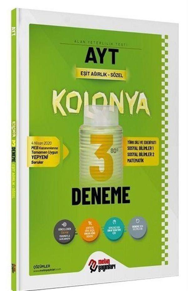 AYT Kolonya Eşit Ağırlık-Sözel 3 Deneme - Metin Yayınları - Image 1