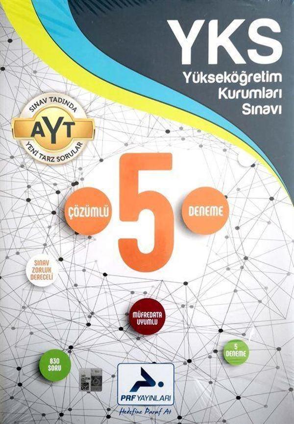 YKS AYT Çözümlü 5 Deneme - Prf Yayınları - Image 1