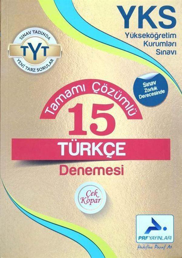 YKS TYT Tamamı Çözümlü 15 Türkçe Denemesi - Prf Yayınları - Image 1