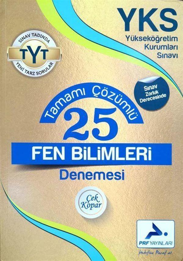 YKS TYT Tamamı Çözümlü 25 Fen Bilimleri Denemesi - Prf Yayınları - Image 1