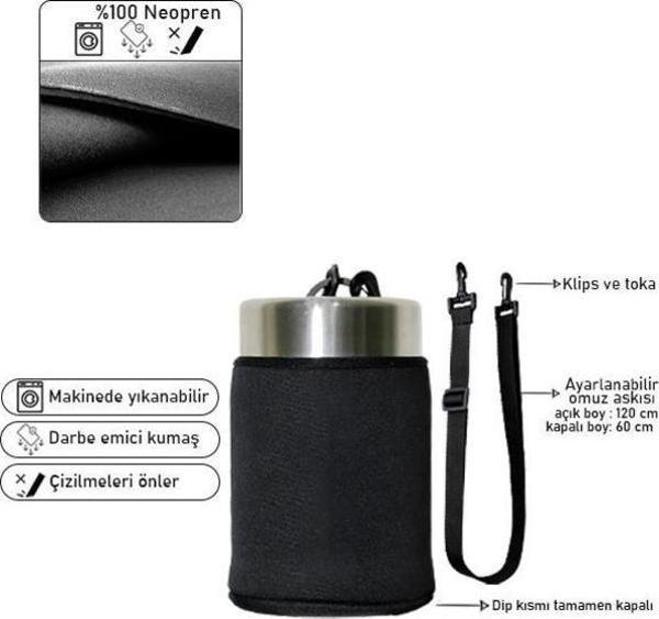 Safir Kamp Stanley 0.40 Lt Kaşıklı Yemek Termosu İle Uyumlu Neopren Kılıf Omuz Askılı - Image 1