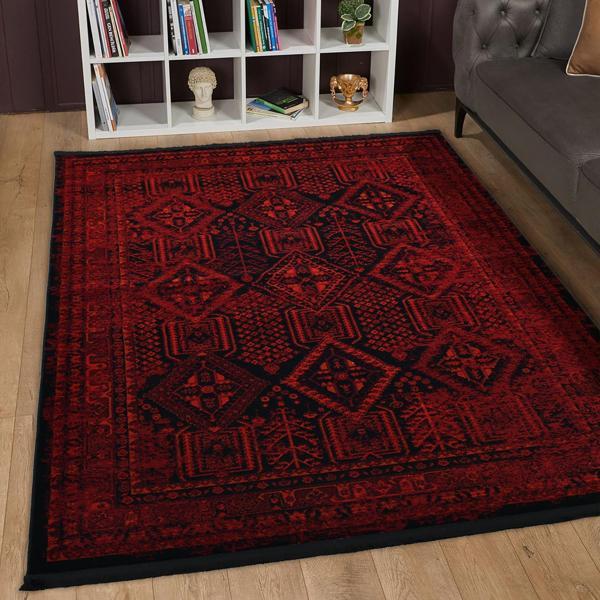 Afgan Türkmen Otantik Desenli Bordo Oturma Odası Salon Mutfak Halısı 5364A_ZS47 - Image 1