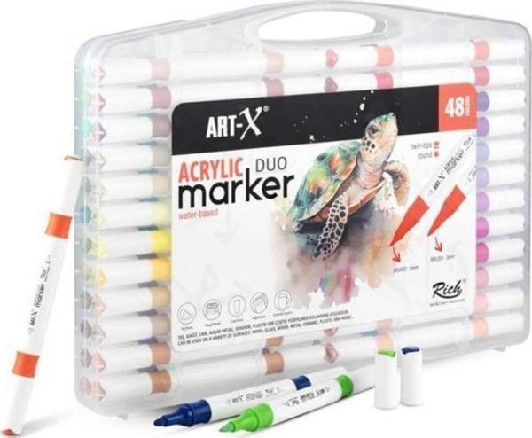 Rich Art X Acrylic Duo Marker Çift Uçlu Su Bazlı Boyama Kalemi 48 Renk Set 18053 - Image 1