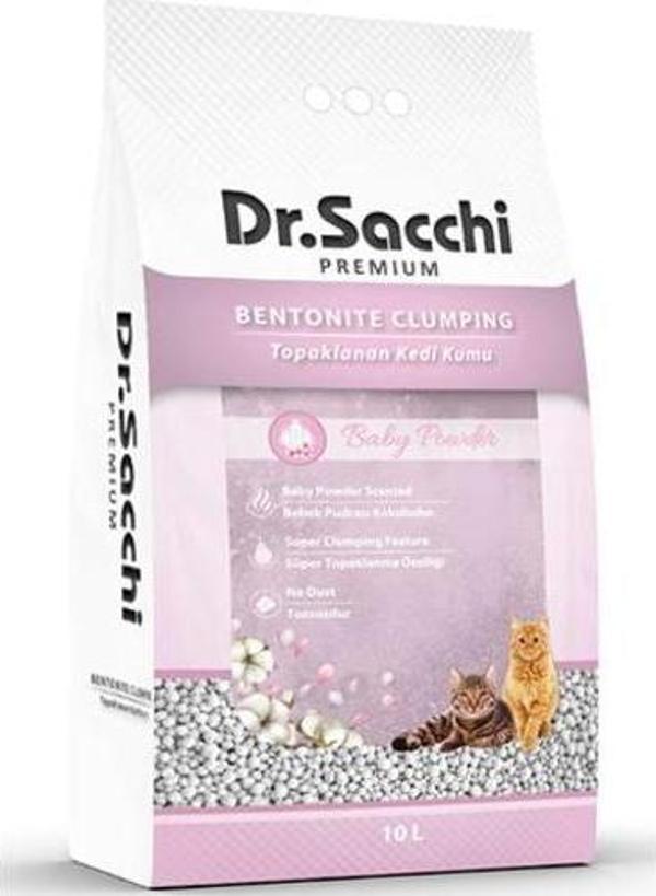 Dr.Sacchi Premium Bebek Pudrası Kokulu Bentonit İnce Taneli Topaklanan Kedi Kumu 2x10 Lt - Image 1