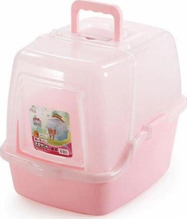 EuroGold Pet Zone Kapalı Kedi Tuvaleti 52x39,5x43 Cm Pembe - Image 1
