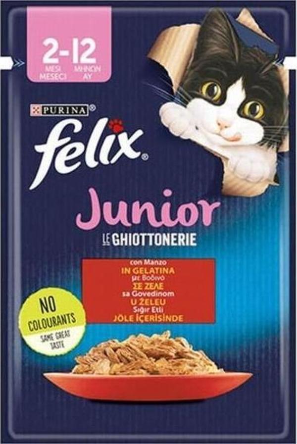 Felix Pouch Junior Sığır Etli Yavru Kedi Konservesi 6 Adet 85 Gr - Image 1