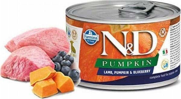 N&D Pumpkin Balkabaklı Kuzulu Yaban Mersinli Küçük Irk Tahılsız Yavru Köpek Konservesi 6 Adet 140 Gr - Image 1