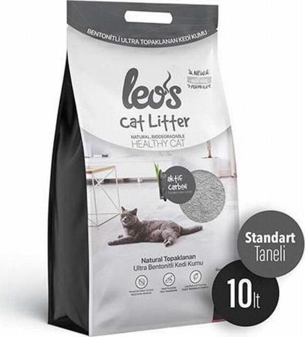 Leos Cat Litter Grey Aktif Karbonlu Bentonit Kedi Kumu 10 Lt - Image 1
