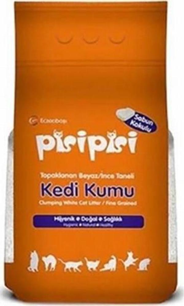 Pisipisi Sabun Kokulu Topaklanan İnce Taneli Bentonit Kedi Kumu 2x10 Kg - Image 1