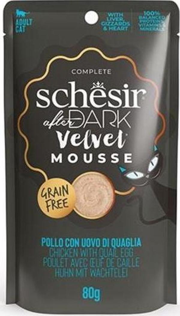 Schesir After Dark Pouch Tavuklu ve Bıldırcın Yumurtalı Tahılsız Yetişkin Kedi Konservesi 12 Adet 80 Gr - Image 1