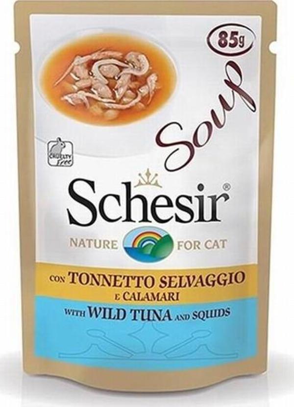 Schesir Ton Balıklı ve Kalamarlı Tahılsız Kedi Çorbası 6 Adet 85 Gr - Image 1