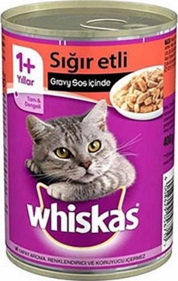 Whiskas Gravy Soslu Sığır Etli Yetişkin Kedi Konservesi 12 Adet 400 Gr - Image 1