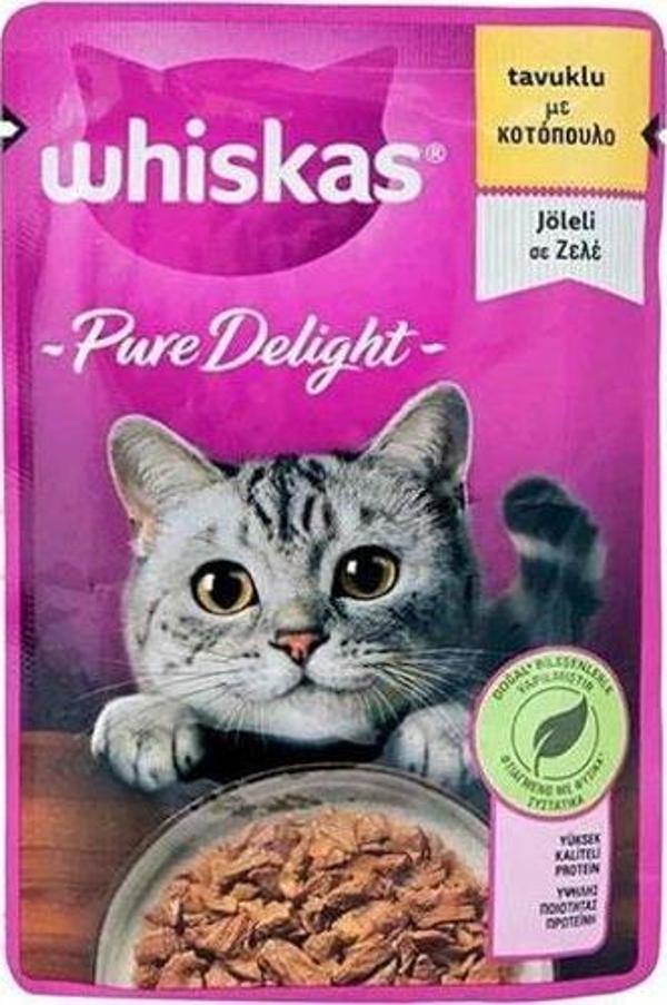 Whiskas Pouch Pure Delight Jöle İçinde Tavuklu Yetişkin Kedi Konservesi 12 Adet 85 Gr - Image 1