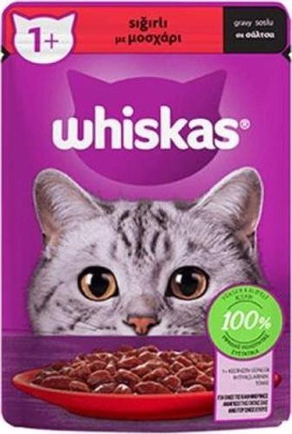 Whiskas Pouch Sos İçinde Sığır Etli Yetişkin Kedi Konservesi 12 Adet 85 Gr - Image 1