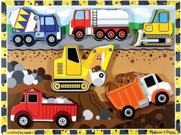 Melissa & Doug Ahşap Tombul Yapboz - İnşaat Araçları - Image 1