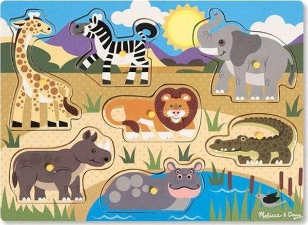 Melissa & Doug Ahşap Tutmalı Yapboz - Safari - Image 1