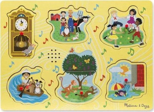 Melissa & Doug Ahşap Sesli Yapboz - İngilizce Çocuk Şarkıları 1 - Image 1