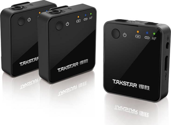 Takstar V1 Dual Kablosuz Video Kamera Yaka Mikrofonu - iOS Apple Uyumlu ( 2 Verici + 1 Alıcı ) - Image 1