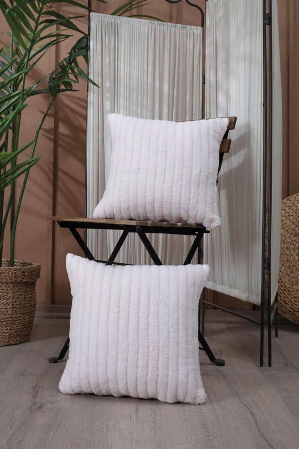 Tabu Home Stripe Pembe Yumuşacık Tekli Kırlent Kılıfı 43x43 - Image 1