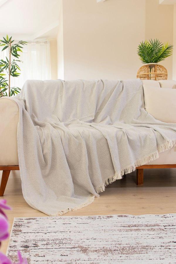 Tabu Home Dokuma Cozy Comfort Gri Koltuk Örtüsü - Image 1