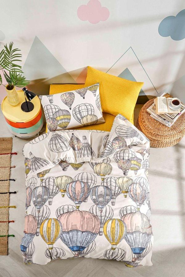 Tabu Home Cappadocia Balon Krem Tek Kişilik Nevresim Seti - Image 1