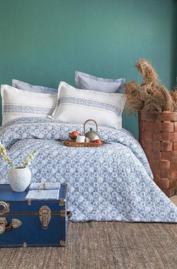 Apricitas Home Comlete, Paradise Çift Kişilik Nevresim Takımı Mavi Beyaz  - Image 1