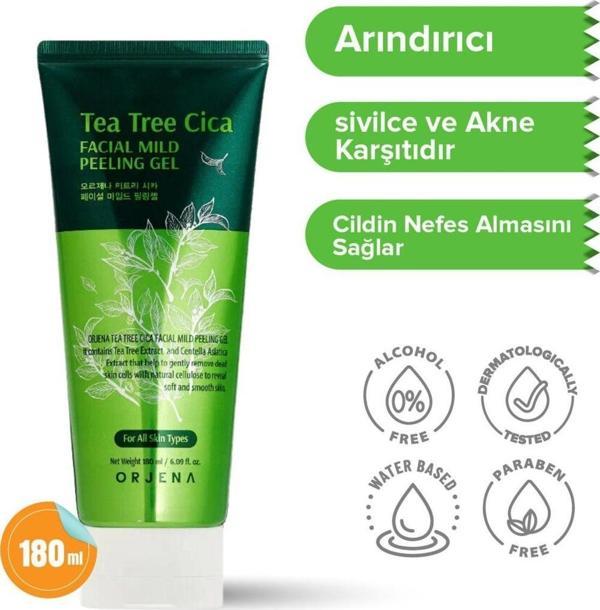 Orjena Tea Tree Cica Mild Peeling Gel Çay Ağacı Özlü Sivilce Ve Akne Karşıtı Arındırıcı Peeling Jeli 180ml - Image 1