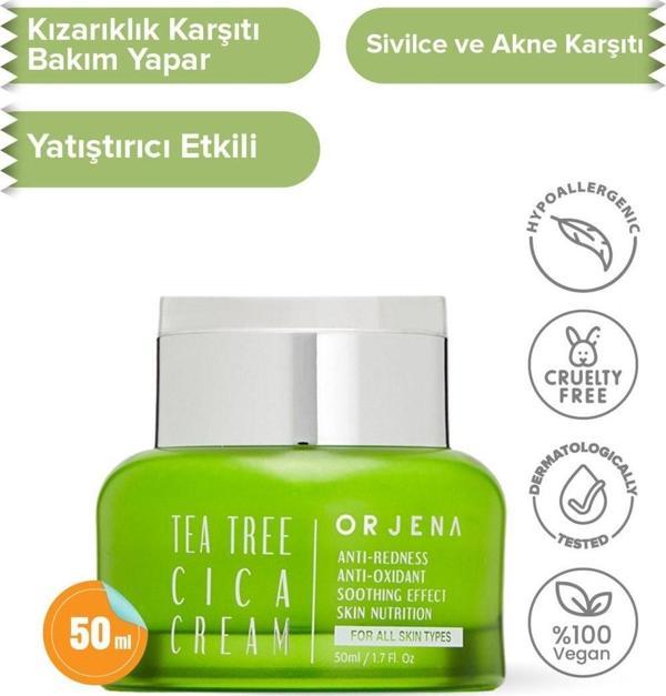 Orjena Tea Tree Cica Cilt Bariyer Onarıcı - Kızarıklık Ve Sivilce Karşıtı - Yatıştırıcı Krem - 50ml - Vegan - Image 1