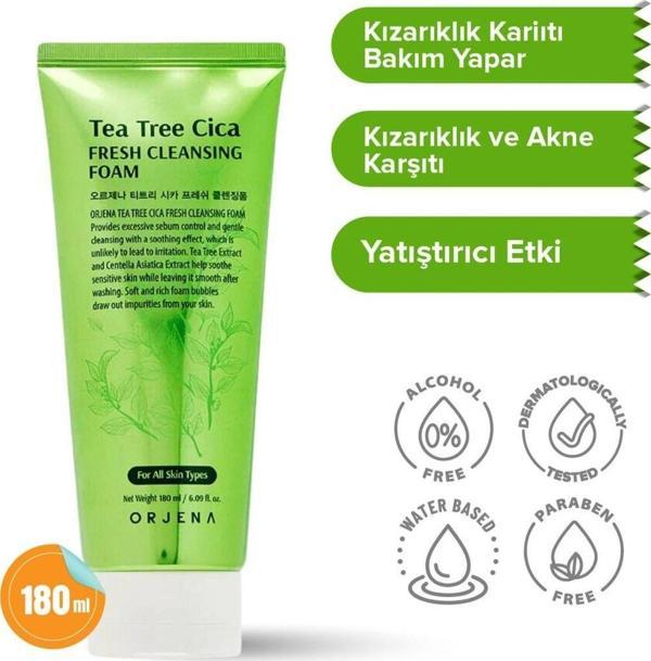 Orjena Tea Tree Cica Fresh Cleansing Foam - Akne Karşıtı Yatıştırıcı Temizleme Köpüğü 180ml - Image 1