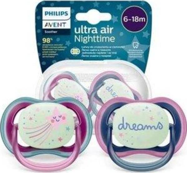 Philips Avent Ultra Air Night Karanlıkta Parlar Gece Emziği 6-18 Ay Kız - Image 1