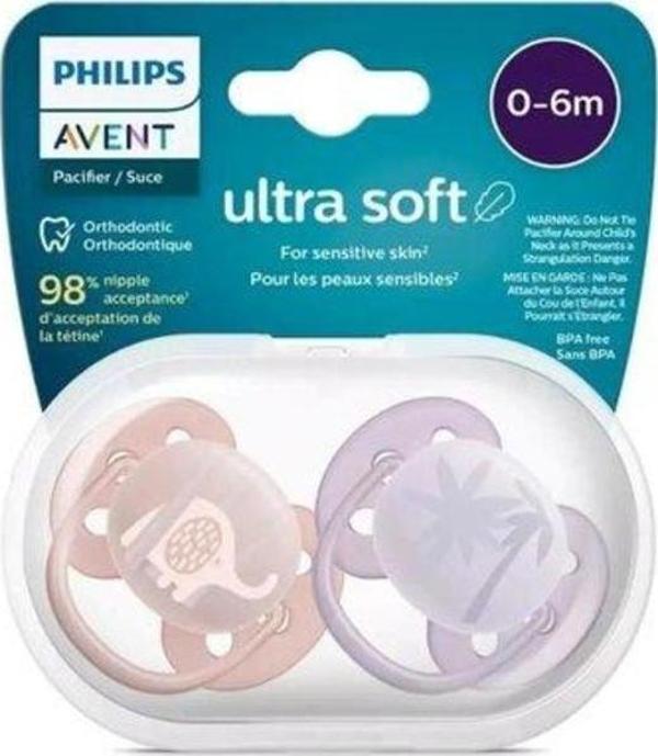 Philips Avent Ultra Soft Yumuşak 2li Emzik 0-6 Ay Kız - Image 1