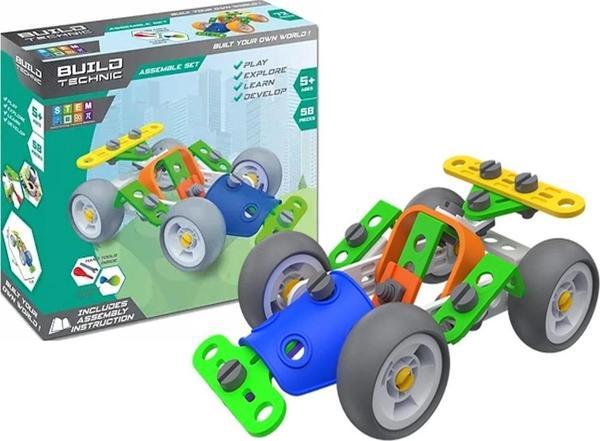 Build Technic Set, 58 Parça Tak-Sök Go-Kart Arabası Block Yapı Seti - Image 1