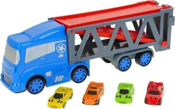 Oyuncak Sürtmeli 4 Arabalı 2 Katlı Tır - Image 1